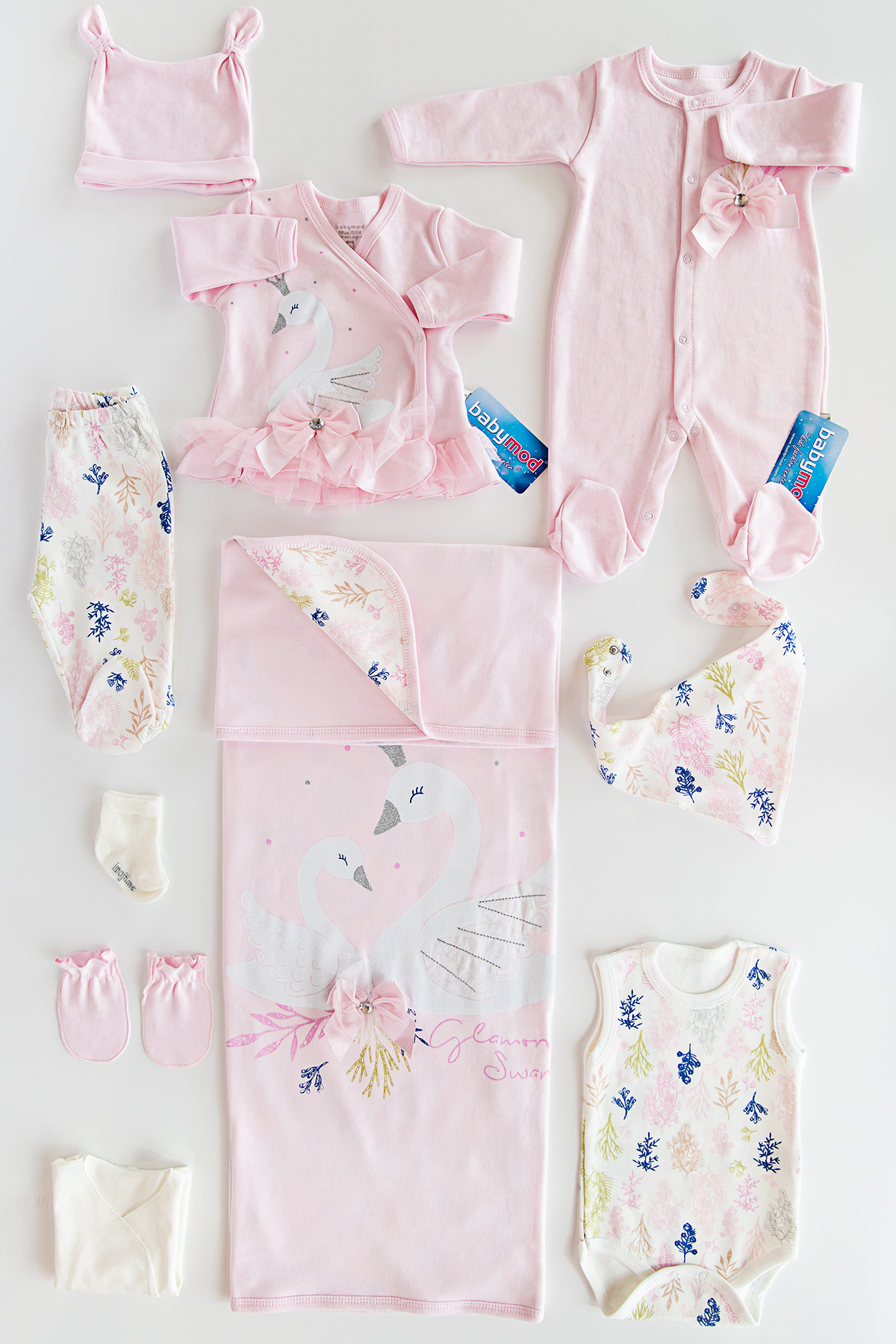 Bebek Hastane Çıkışı Baby Set Babymod Layette Kuğulu