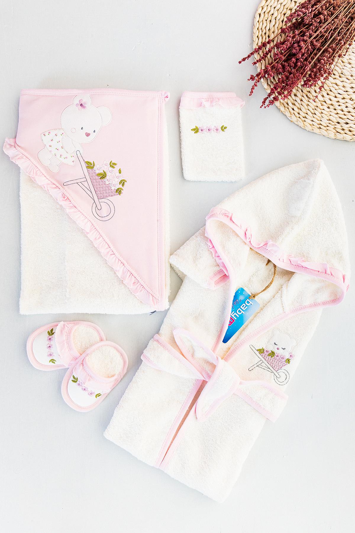 Babymod kız bebek havlu bornoz seti