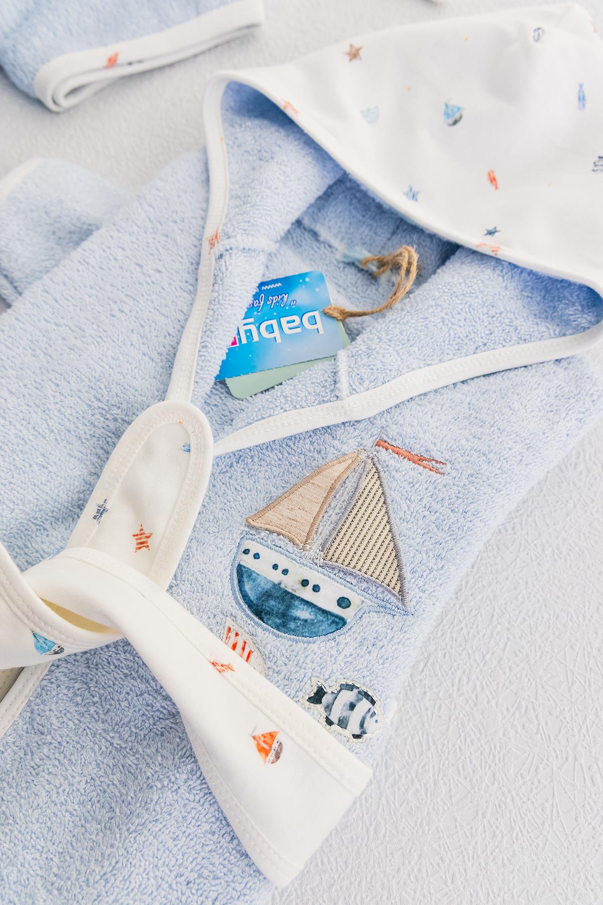 Babymod erkek bebek bornoz seti