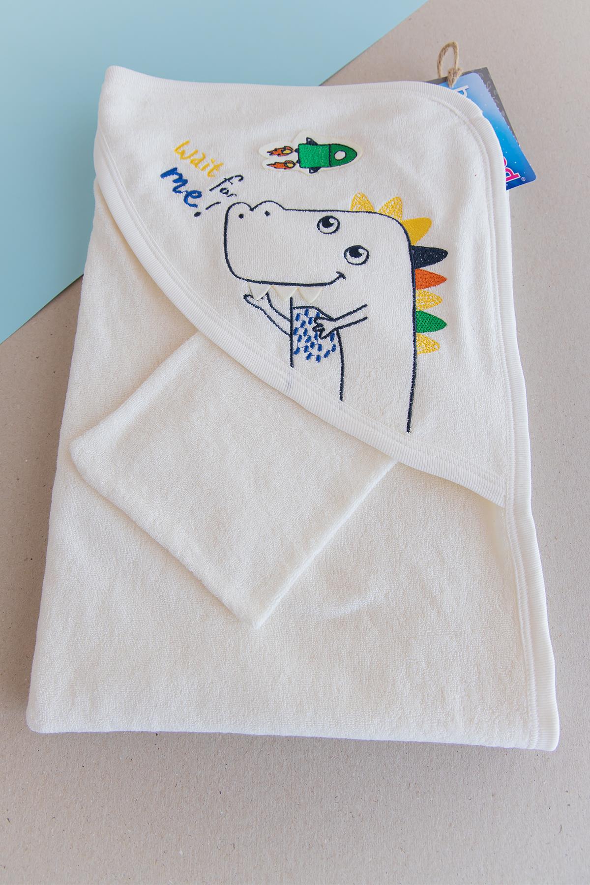 Bebek Havlu Bornoz Dino Figürlü Erkek Bebek Banyo Havlusu Bebek Havlu Bornoz Dino Figürlü Erkek Bebek Banyo Havlusu