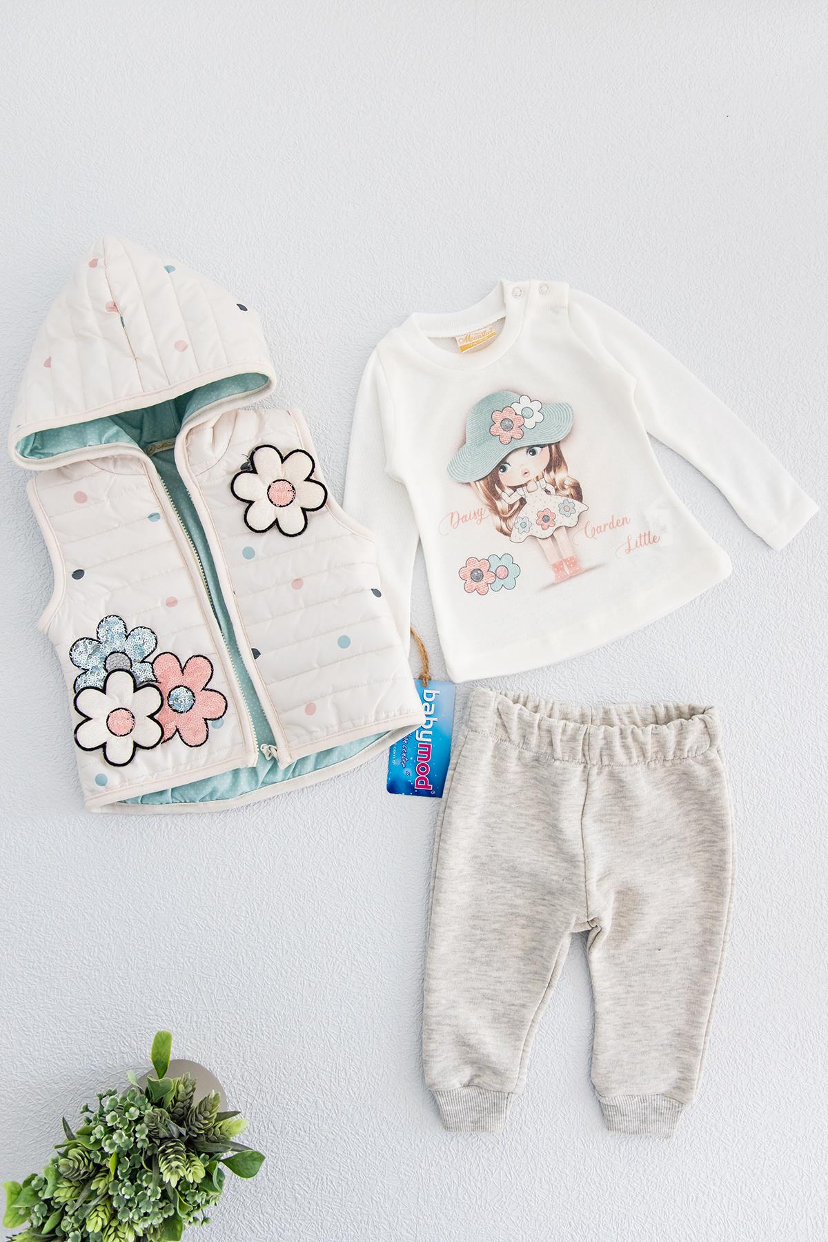 bebek takımları Kapüşonlu Yelekli Kız Bebek Takım