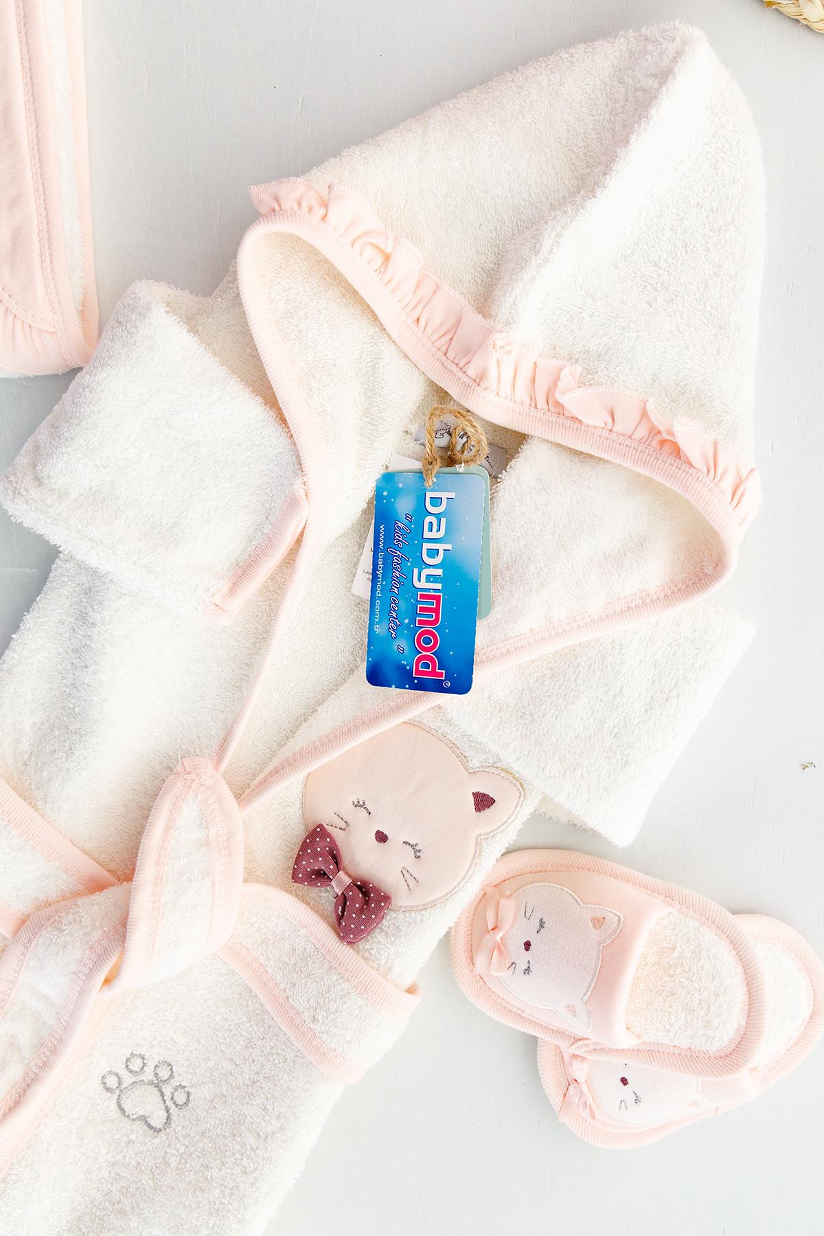 Babymod kız bebek bornoz havlu seti