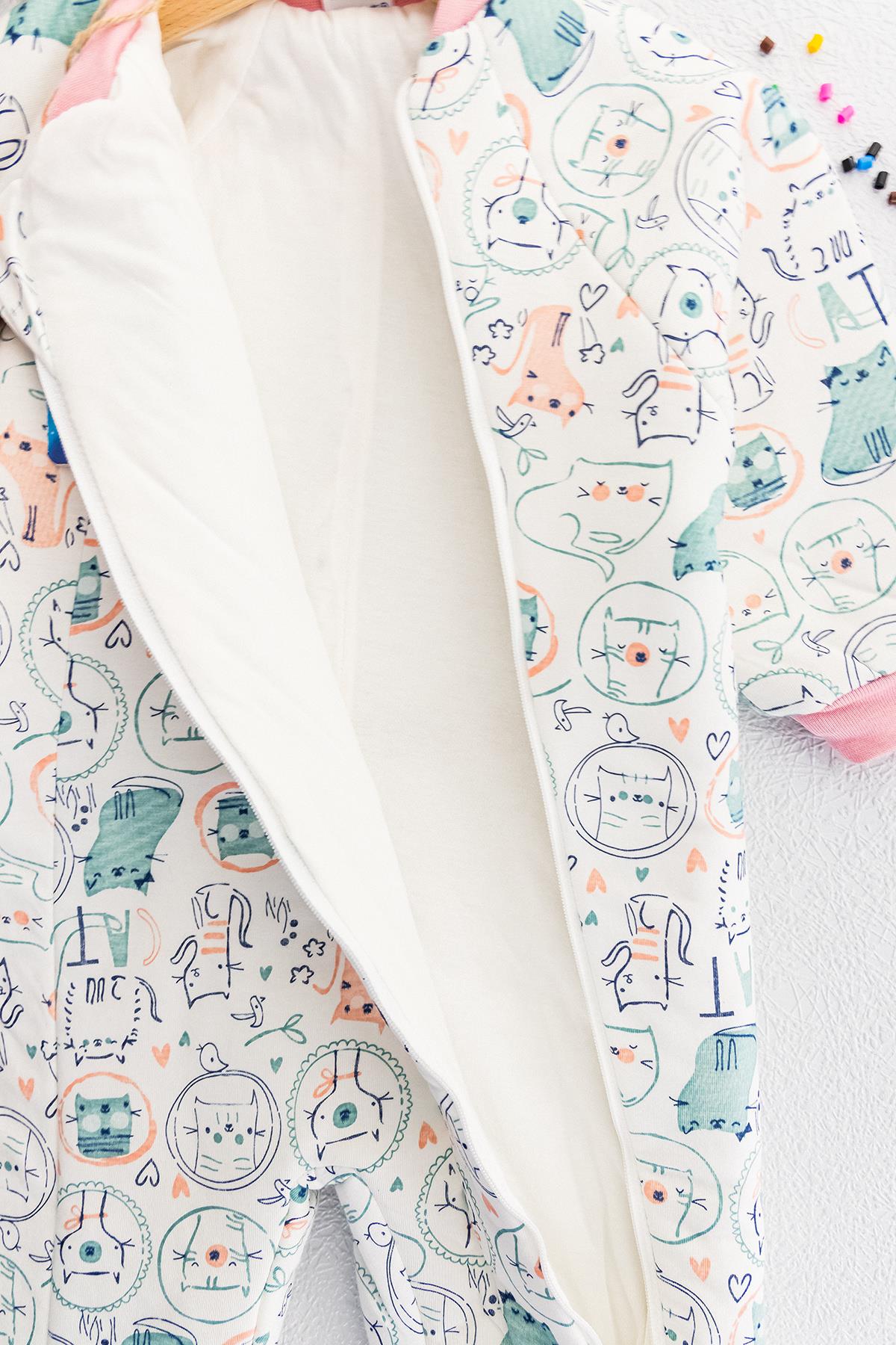 Bebek Uyku Tulumları Kedi Figürlü Kız Bebek Uyku Tulumu