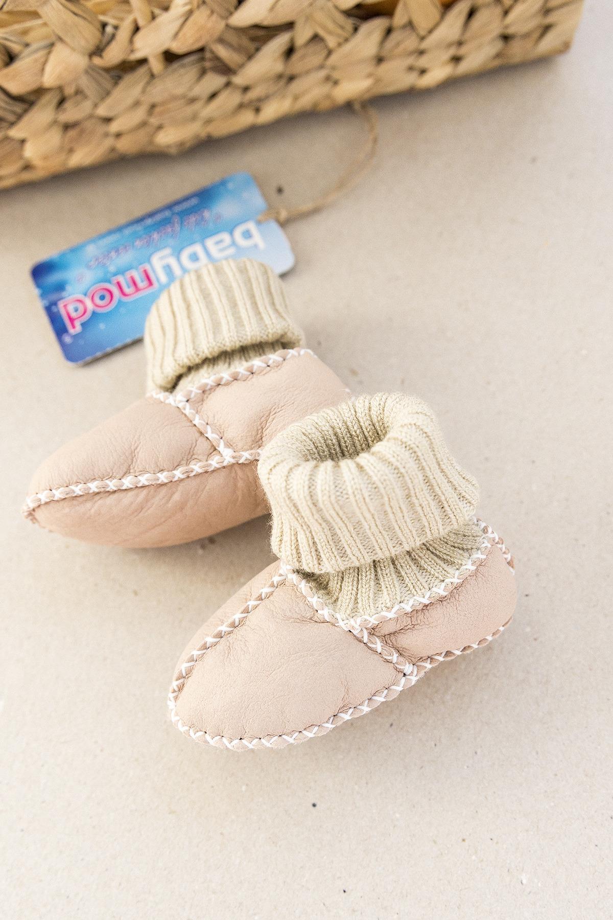 Bebek Patikleri Organik 100 Deri Kız Bebek Patik