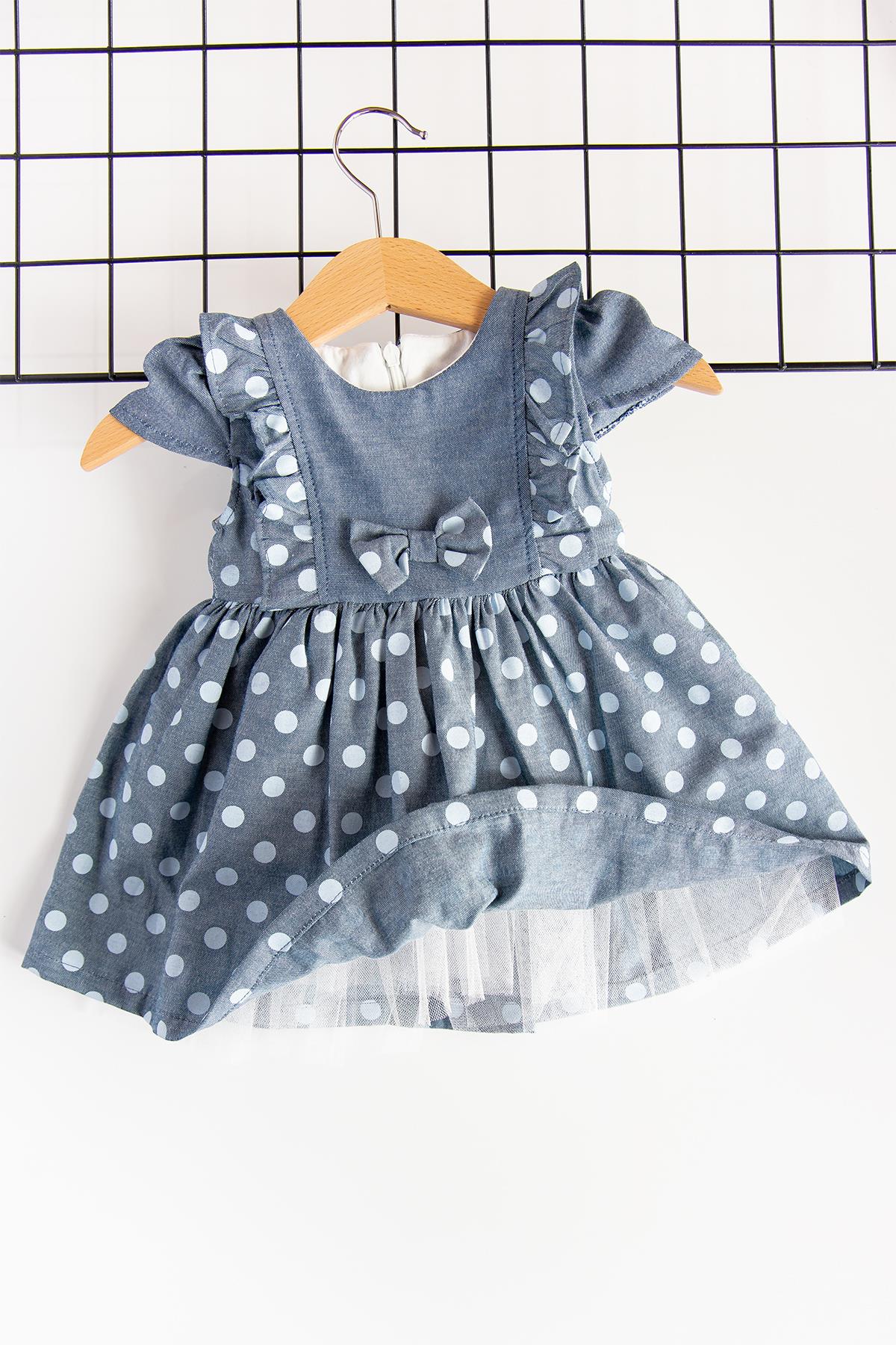 Bebek Elbise Puantiyeli Kız Bebek Elbise