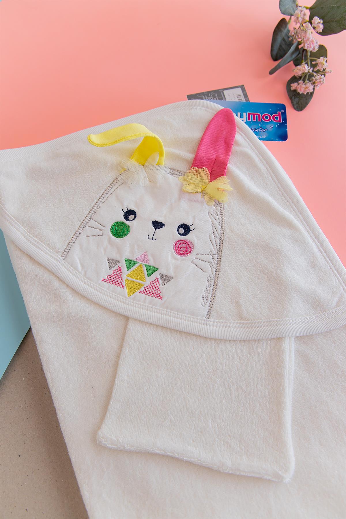 Bebek Havlu Bornoz Tavşan Desenli Kız Bebek Banyo Havlusu Bebek Havlu Bornoz Tavşan Desenli Kız Bebek Banyo Havlusu