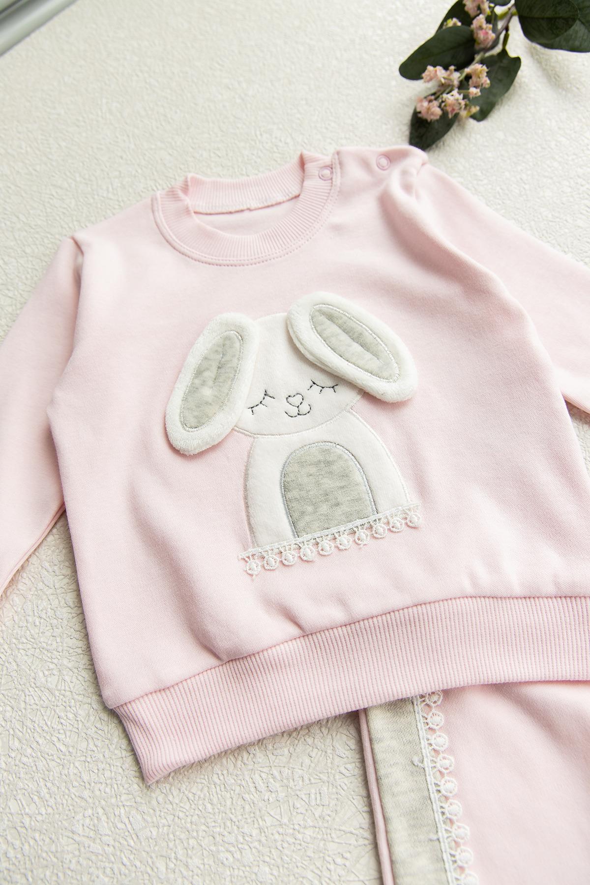 bebek takımları Tavşan İşlemeli 2�li Kız Bebek Takım