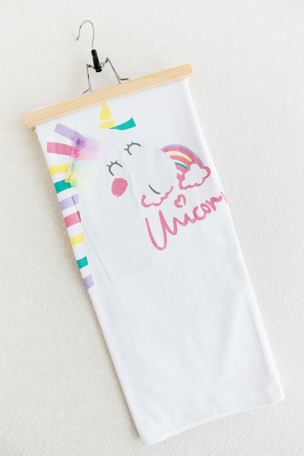 Bebek Battaniyeleri Unicorn Baskılı Çift Kat Penye Bebek