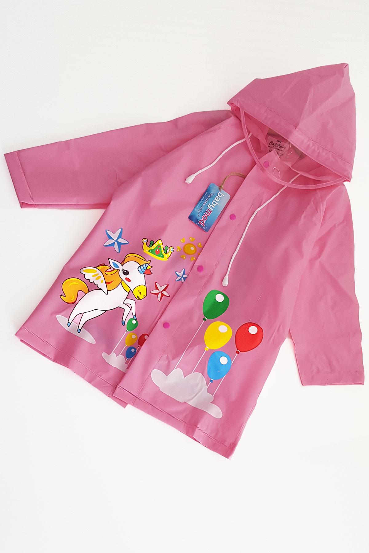 Mont Yelek Unicorn Figurlu Kapusonlu Kiz Cocuk Yagmurluk Mont Yelek Unicorn Figurlu Kapusonlu Kiz Cocuk Yagmurluk